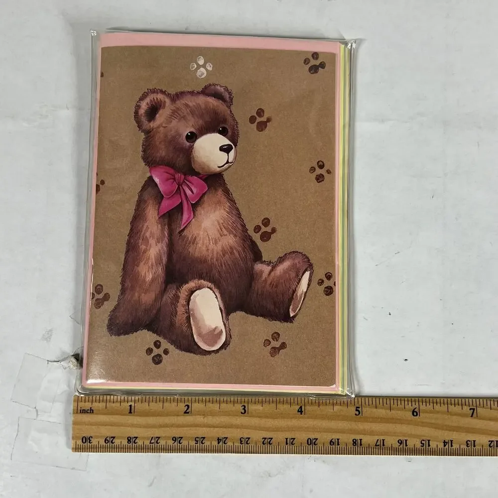 SMALL WORLD GREETINGS Teddy Bear Note Cards Envelopes Vintage 1980s Stationery